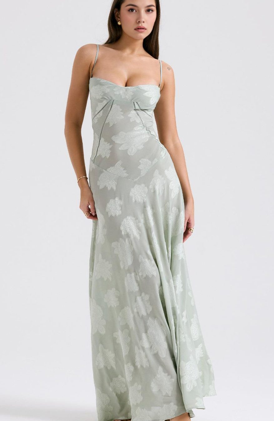 Women's Floral Sweetheart-Neck Spaghetti-Strap Isla Maxi Dress