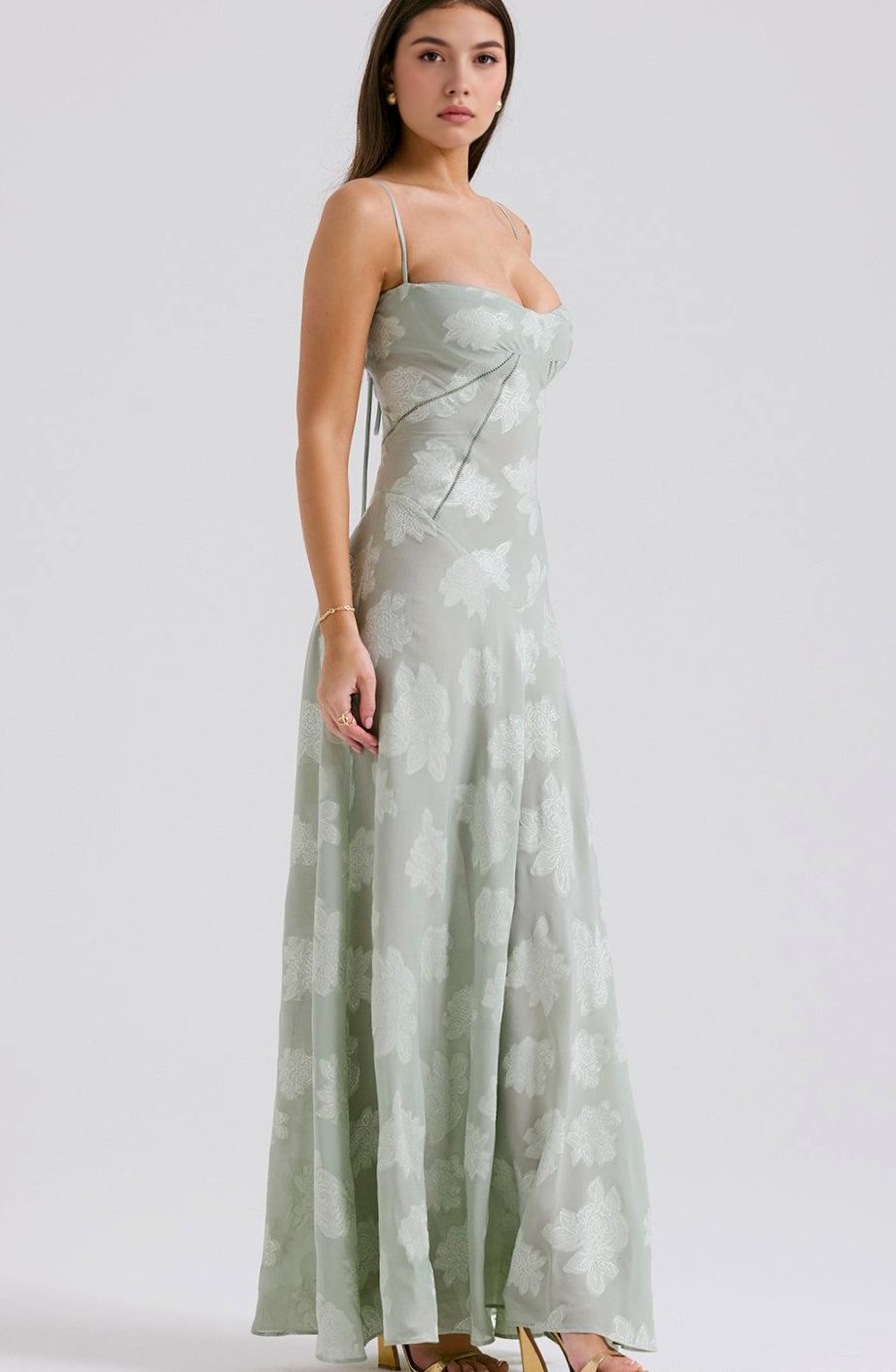 Women's Floral Sweetheart-Neck Spaghetti-Strap Isla Maxi Dress