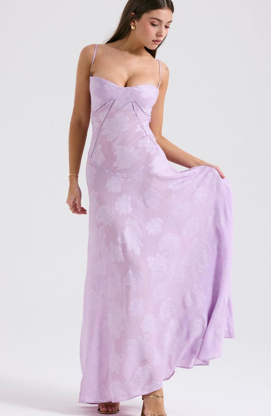 Women's Floral Sweetheart-Neck Spaghetti-Strap Isla Maxi Dress