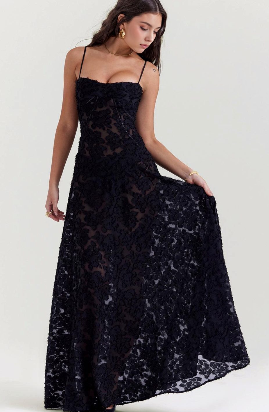 Women's Floral Sweetheart-Neck Spaghetti-Strap Isla Maxi Dress
