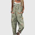 Aria | Women's Floral Wide-Leg Adjustable-Strap Bib Overalls Jumpsuit