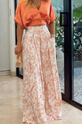 Olivia | Women's Floral Wide-Leg Palazzo Pants Crop Top Two-Piece Set