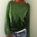 Harper | Women's Forest Print Oversized Crewneck Knit Sweater
