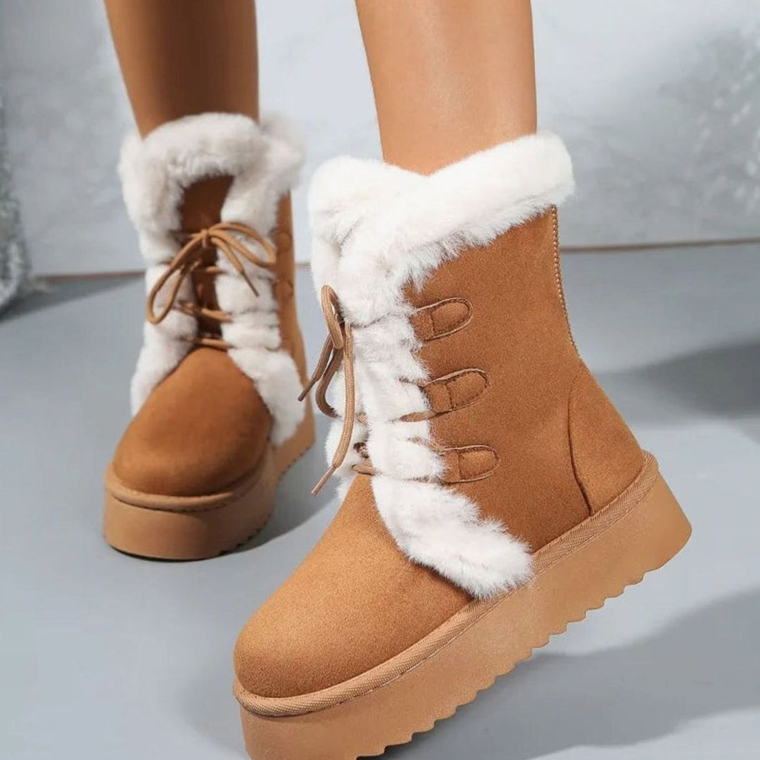Women's Fur-Trim Lace-Up Mid-Calf Snow Boots