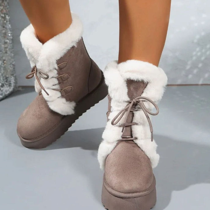 Women's Fur-Trim Lace-Up Mid-Calf Snow Boots