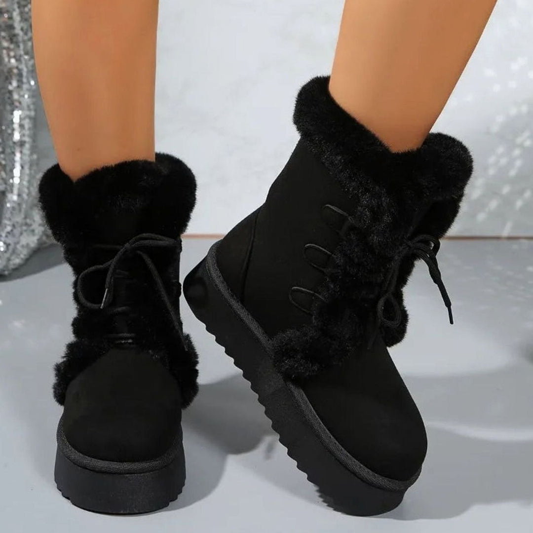Women's Fur-Trim Lace-Up Mid-Calf Snow Boots