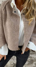 Camila | Women's Fuzzy Knit Jewel-Button Cropped Cardigan Sweater