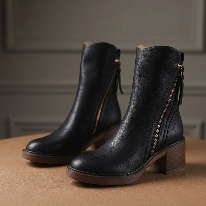 Women's Genuine Leather Side-Zip Ankle Boots