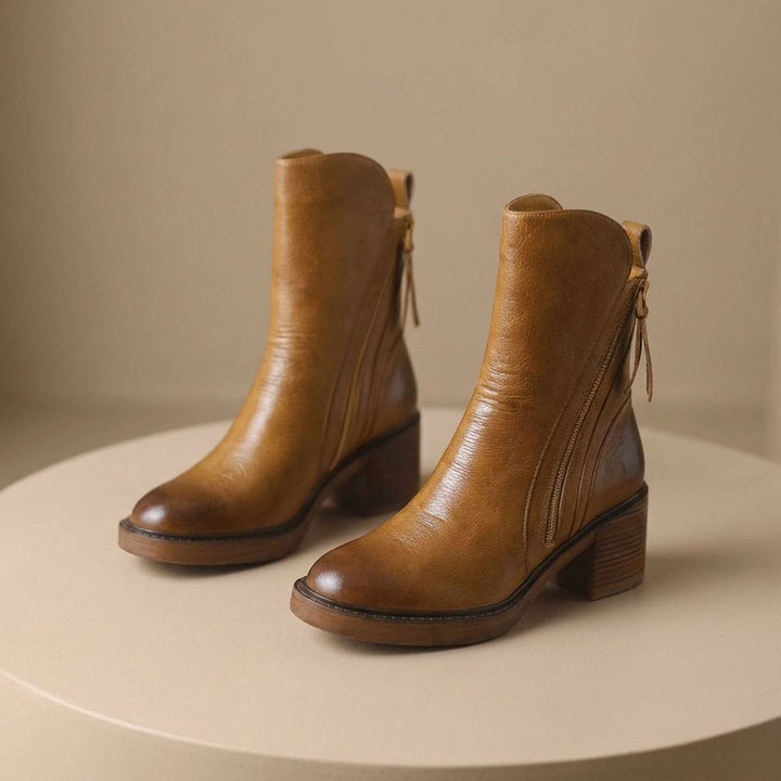 Women's Genuine Leather Side-Zip Ankle Boots