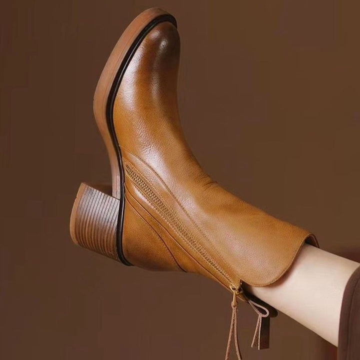 Women's Genuine Leather Side-Zip Ankle Boots