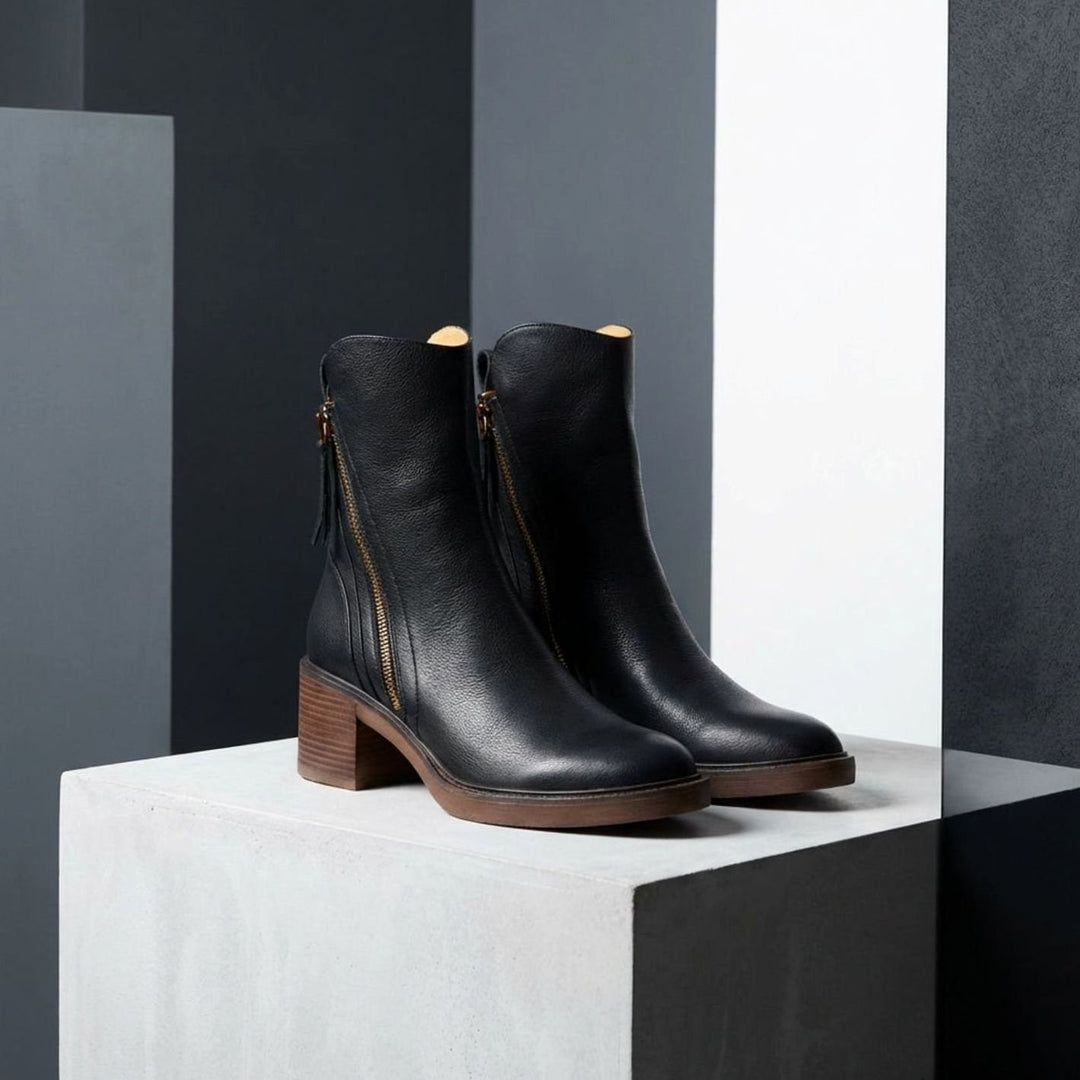 Women's Genuine Leather Side-Zip Ankle Boots