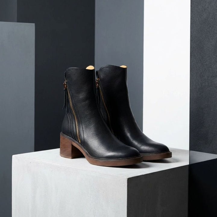 Women's Genuine Leather Side-Zip Ankle Boots