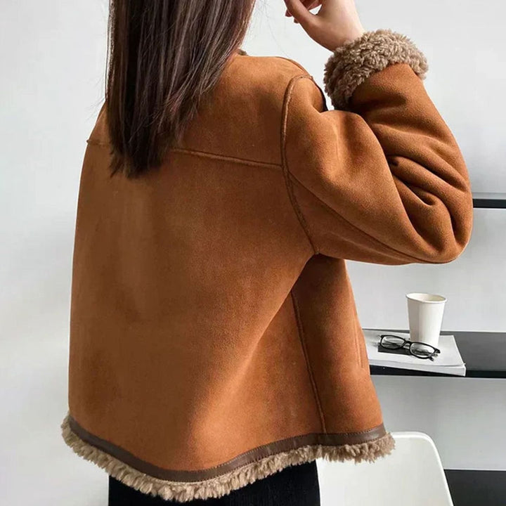 Women's Genuine Sheepskin Sherpa-Lined Button-Front Jacket