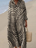 Evelyn | Women's Geometric Circle Print Long Sleeve Flowy Midi Dress