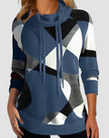 Emma | Women's Geometric Color Block Cowl Neck Pullover Sweater