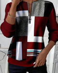 Aria | Women's Geometric Print Quarter-Zip Pullover Sweater