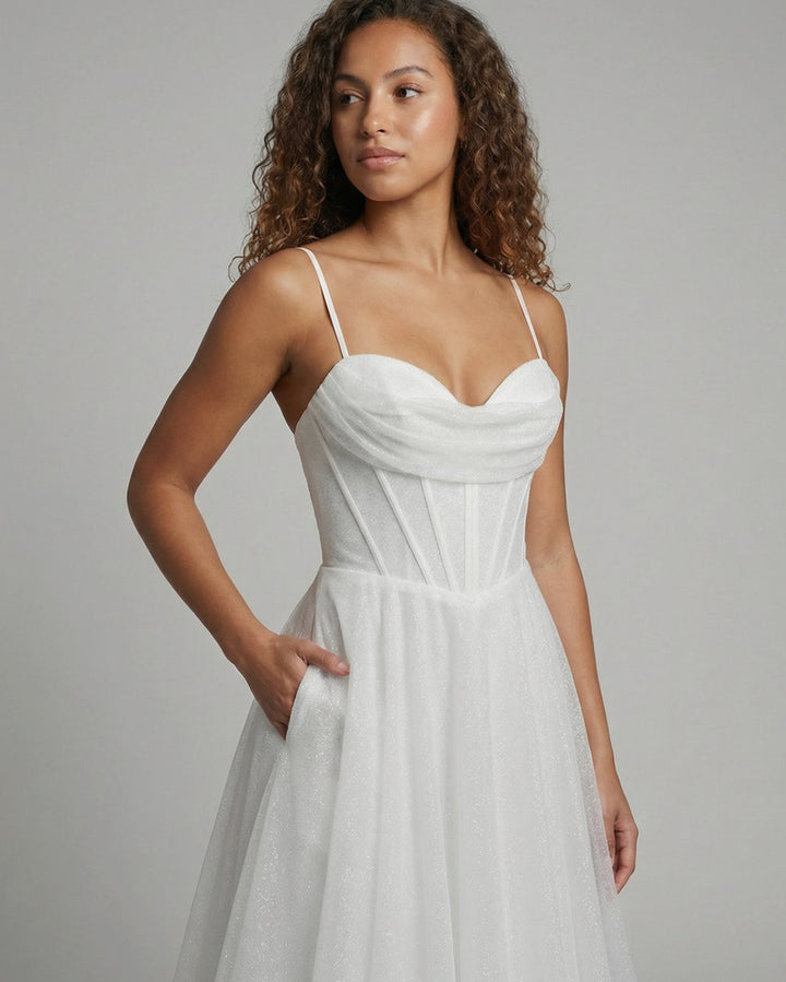 Women's Glitter Corset Bodice A-Line Bridal Ball Gown