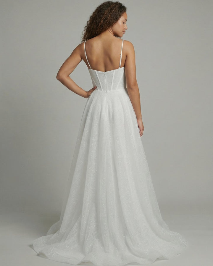 Women's Glitter Corset Bodice A-Line Bridal Ball Gown