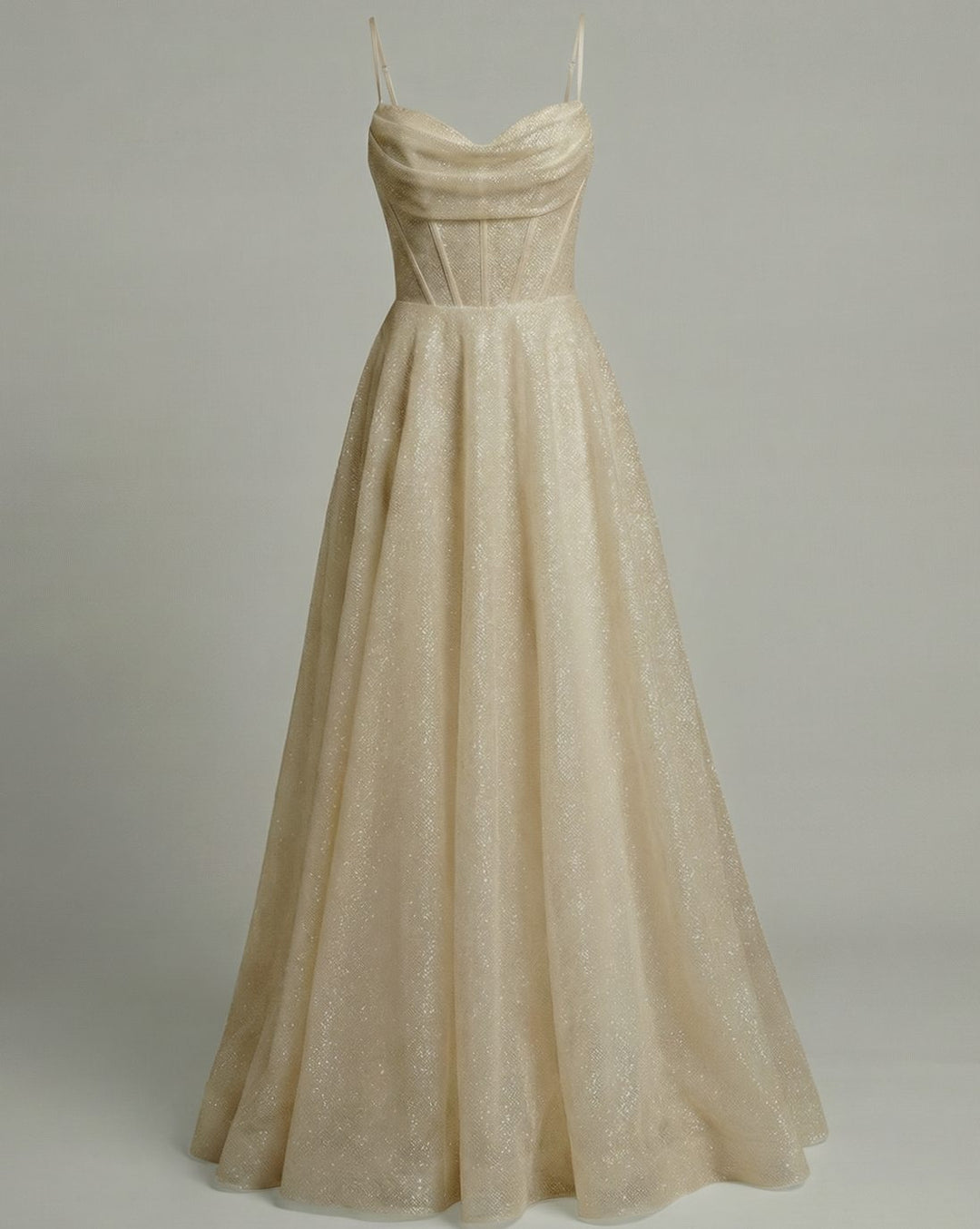 Women's Glitter Corset Bodice A-Line Bridal Ball Gown - Gold