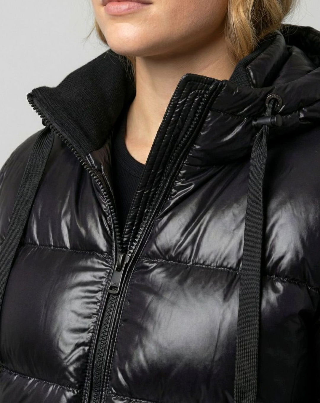 Women's Glossy Hooded Quilted Puffer Jacket