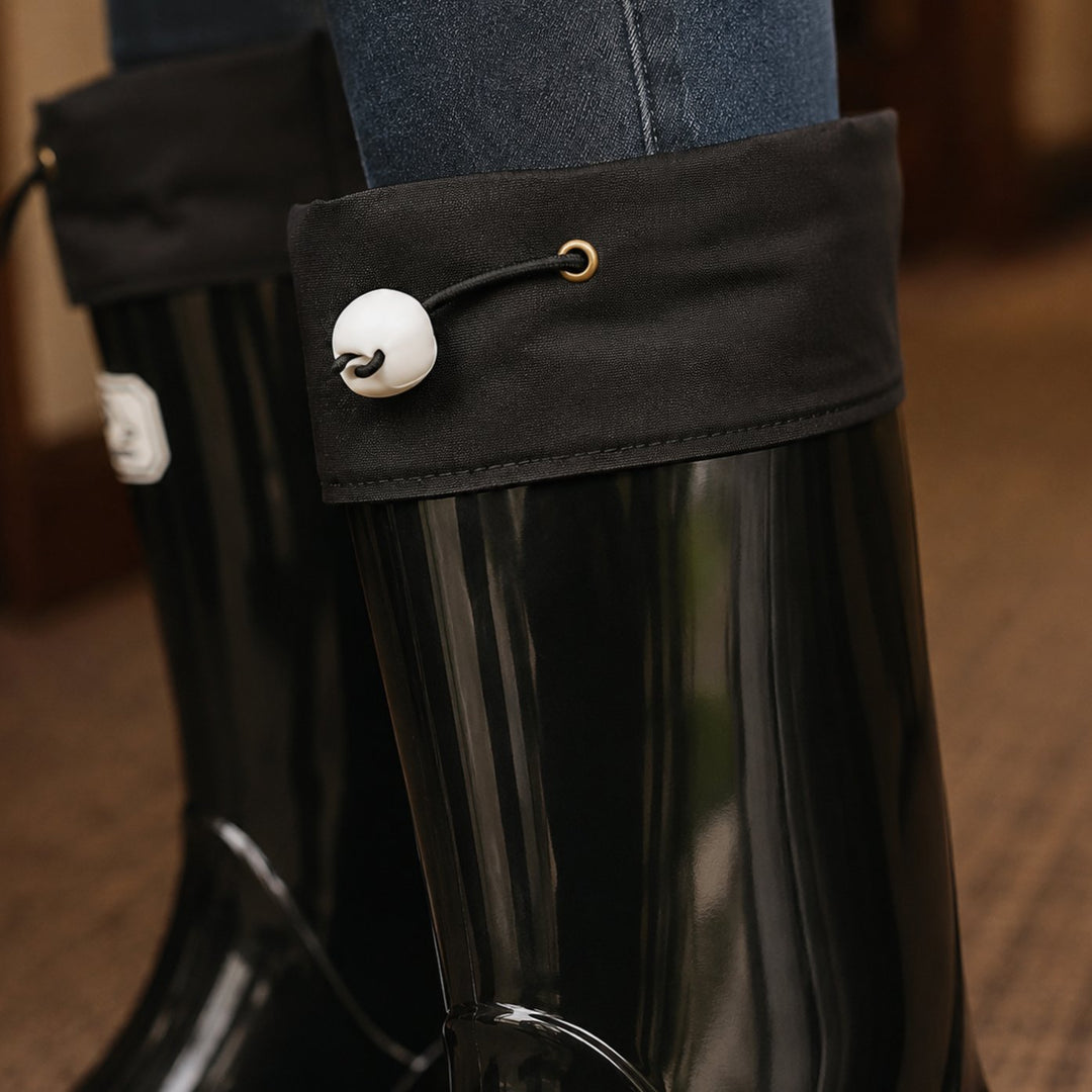 Women's Glossy Rubber Knee High Waterproof Rain Boots