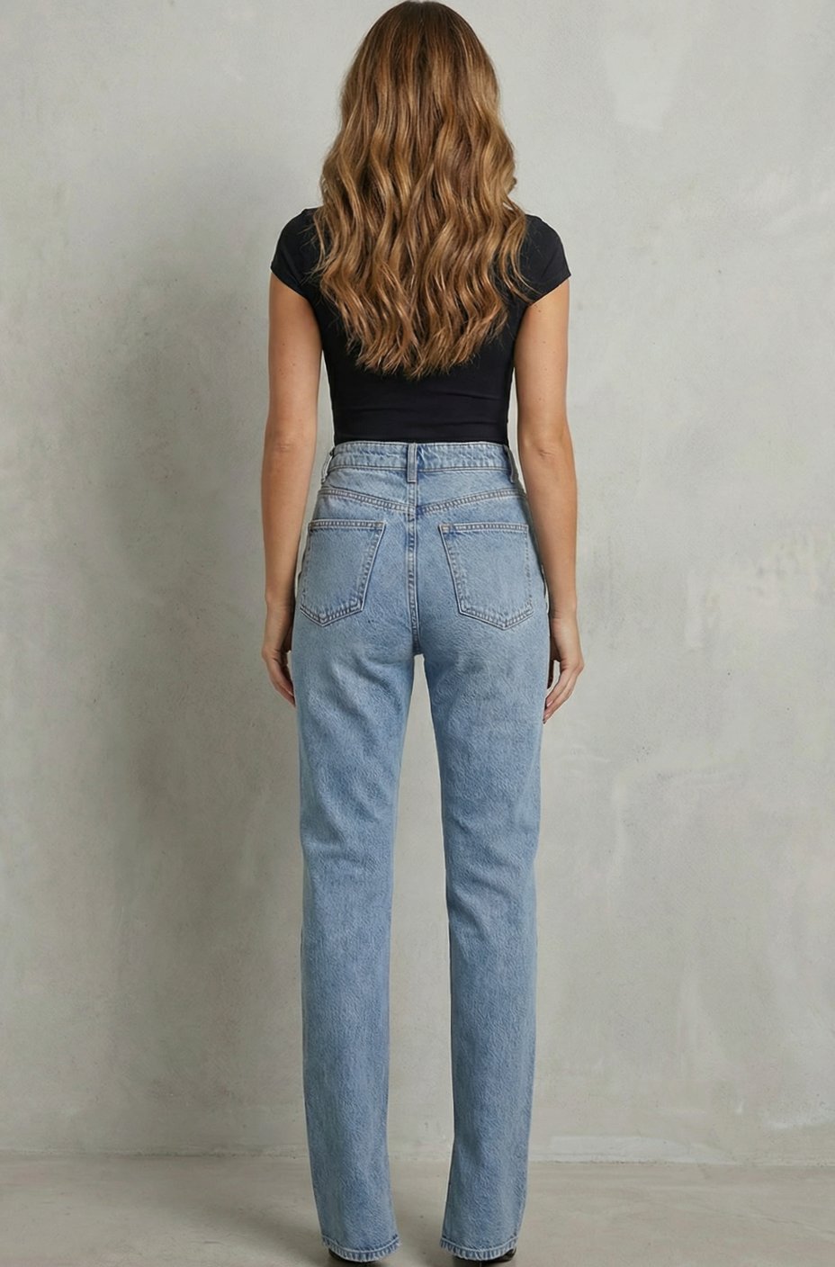 Women's High-Waist Cross-Belt Flare Jeans in Blue Tint, Light Blue