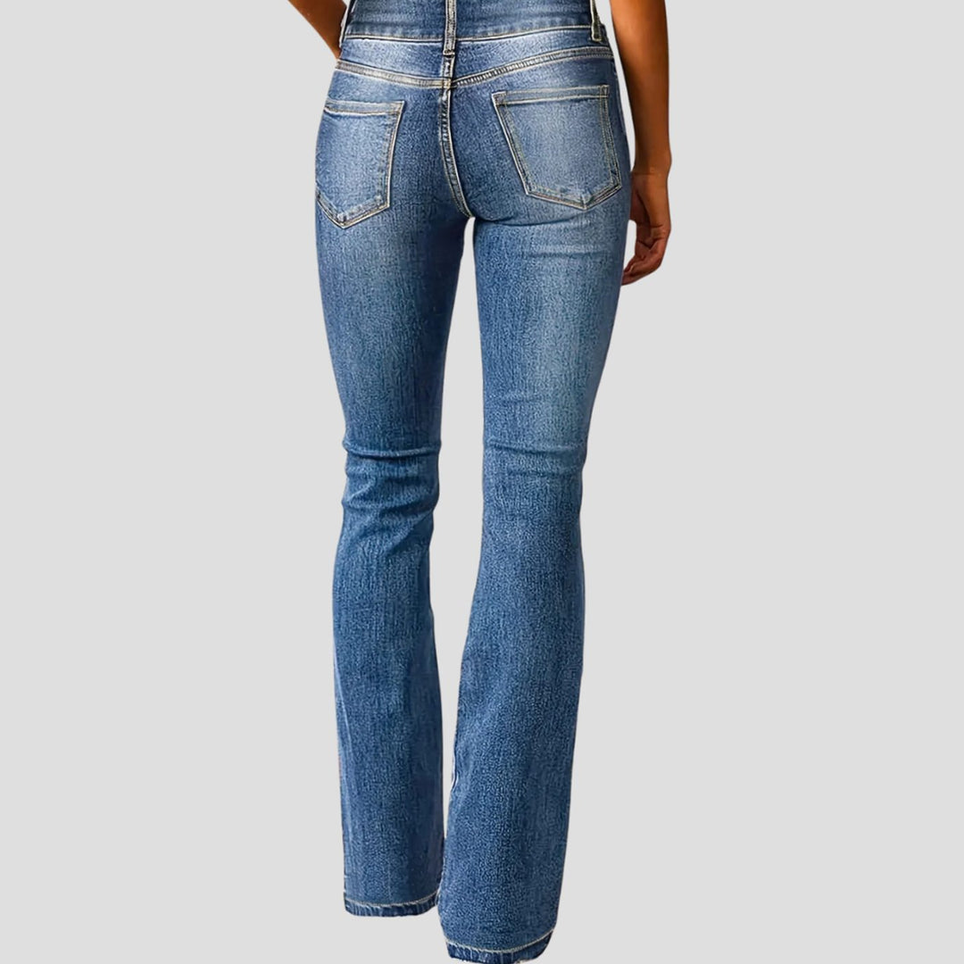 Women's High-Waist Double-Button Flare Jeans