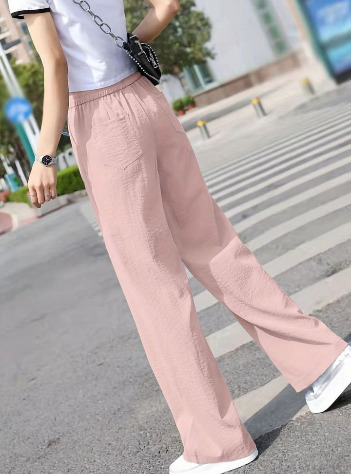Women's High-Waist Elastic-Waist Wide Leg Palazzo Pants
