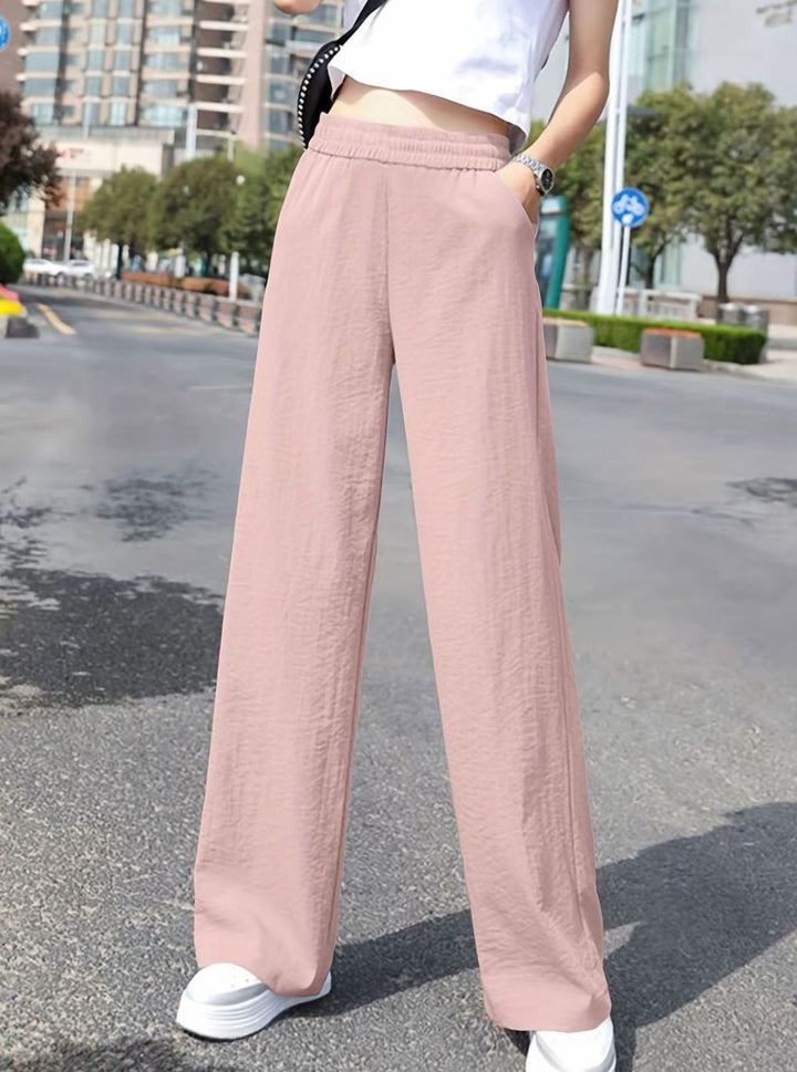 Women's High-Waist Elastic-Waist Wide Leg Palazzo Pants