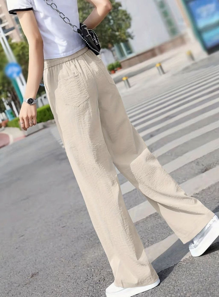 Women's High-Waist Elastic-Waist Wide Leg Palazzo Pants