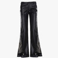 Eleanor | Women's High-Waist Faux Leather Flare Pants Lace Insert