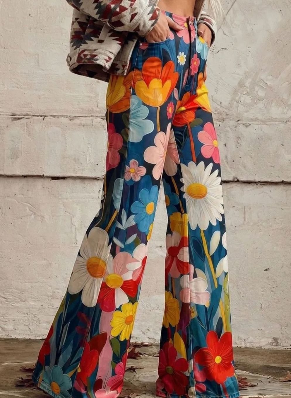 Women's High-Waist Floral Wide-Leg Boho Palazzo Pants