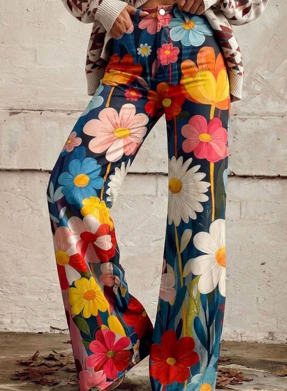 Women's High-Waist Floral Wide-Leg Boho Palazzo Pants