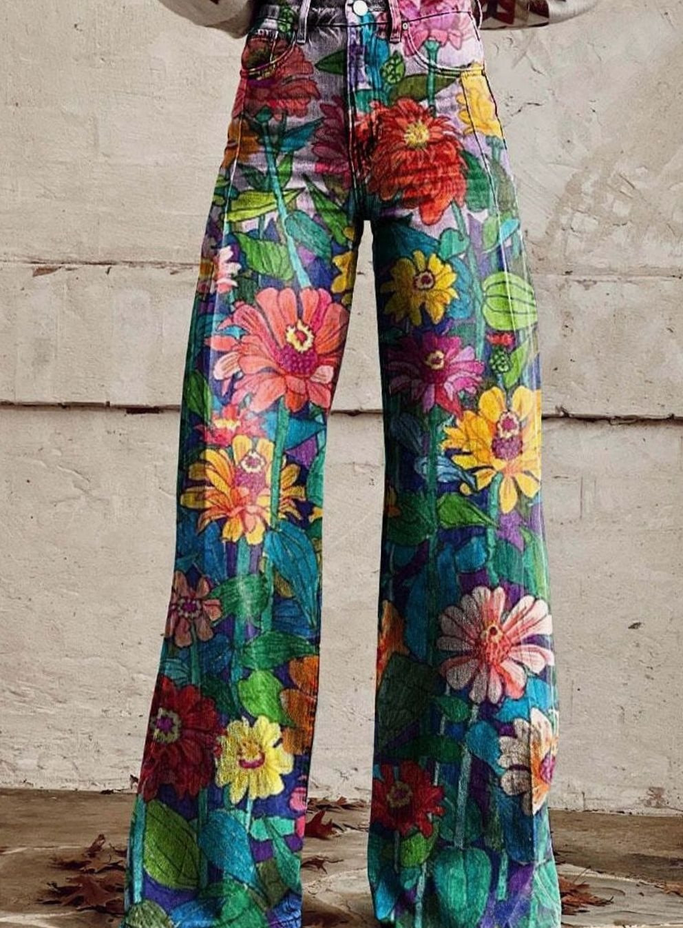 Women's High-Waist Floral Wide-Leg Pants - Floral