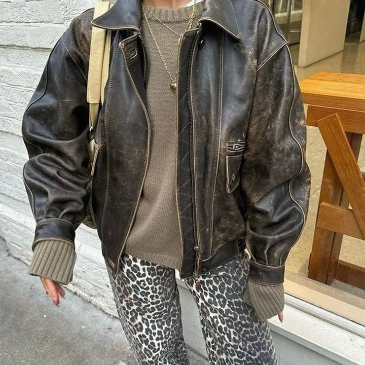 Women's High-Waist Leopard Print Vintage Straight-Leg Jeans