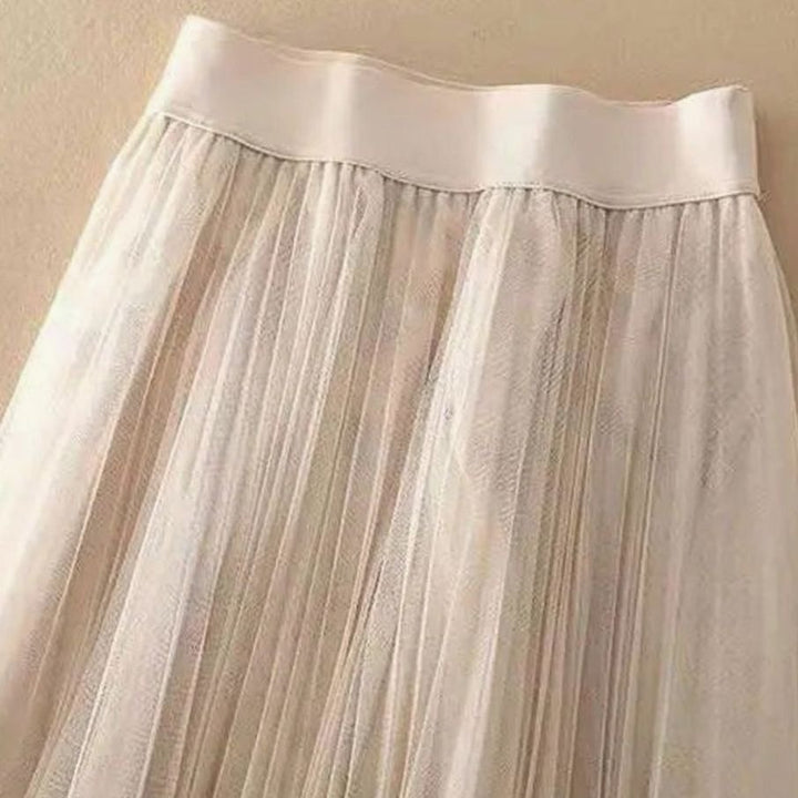 Women's High-Waist Pleated Midi Skirt Flowy A-Line