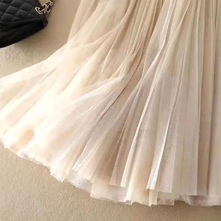 Women's High-Waist Pleated Midi Skirt Flowy A-Line