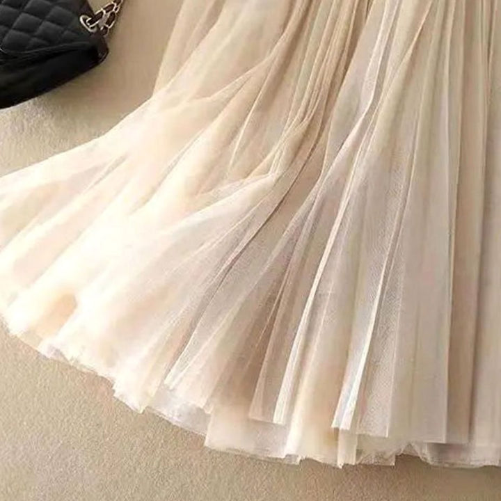 Women's High-Waist Pleated Midi Skirt Flowy A-Line