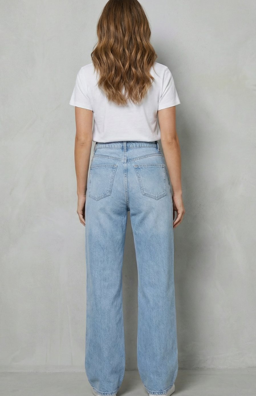 Women's High-Waist Ripped-Knee Wide Leg Flare Jeans