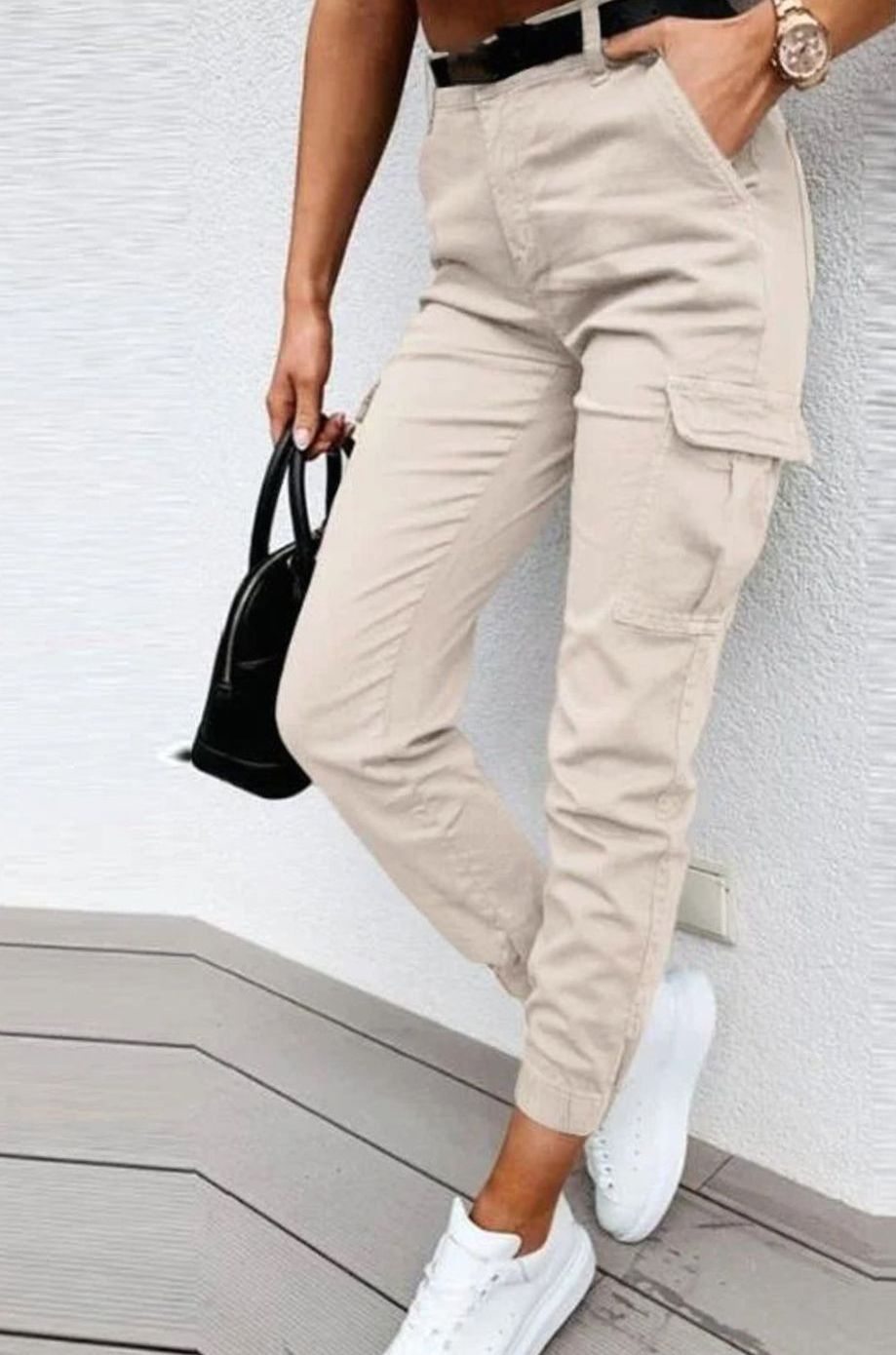 Women's High-Waist Slim-Fit Jogger Cargo Pants Multi-Pocket