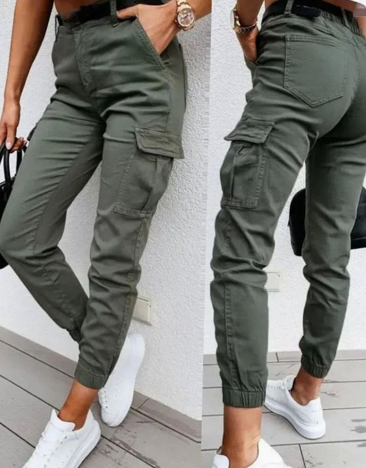 Women's High-Waist Slim-Fit Jogger Cargo Pants Multi-Pocket