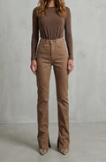 Evelyn | Women's High-Waist Slim-to-Flare Brown Jeans