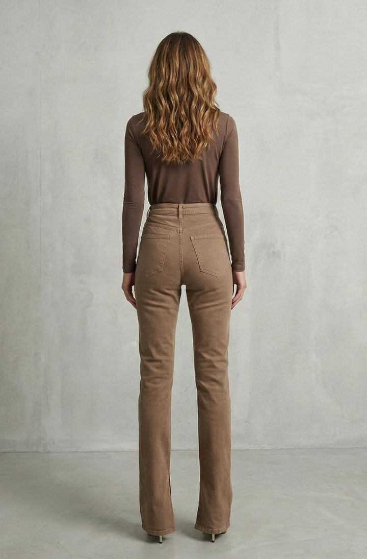 Women's High-Waist Slim-to-Flare Brown Jeans