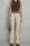 Grace | Women's High-Waist Snake Print Wide Leg Palazzo Pants, Beige