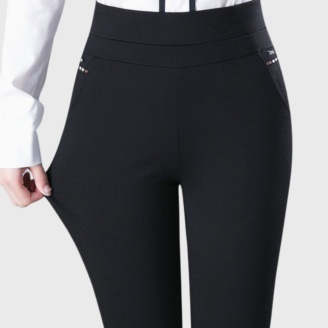 Women's High-Waist Stretch Slim-Fit Tapered Pants - Black