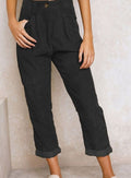 Isabella | Women's High-Waist Wide Leg Cropped Corduroy Pants