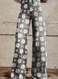 Emma | Women's High-Waist Wide Leg Floral Print Boho Pants