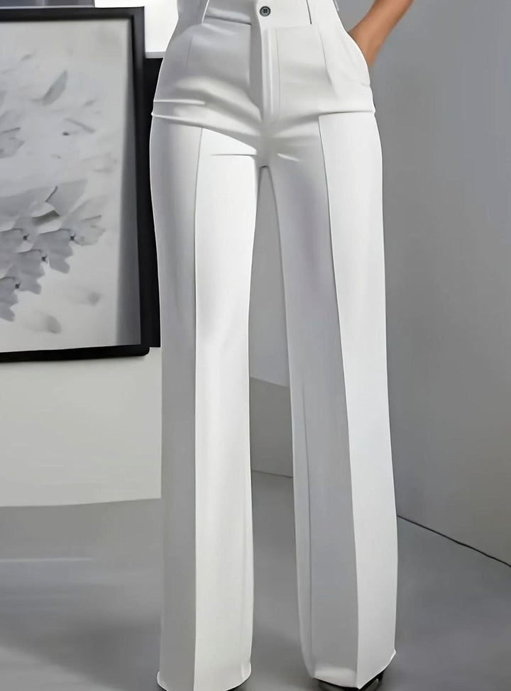Women's High-Waist Wide-Leg Straight Dress Pants - White