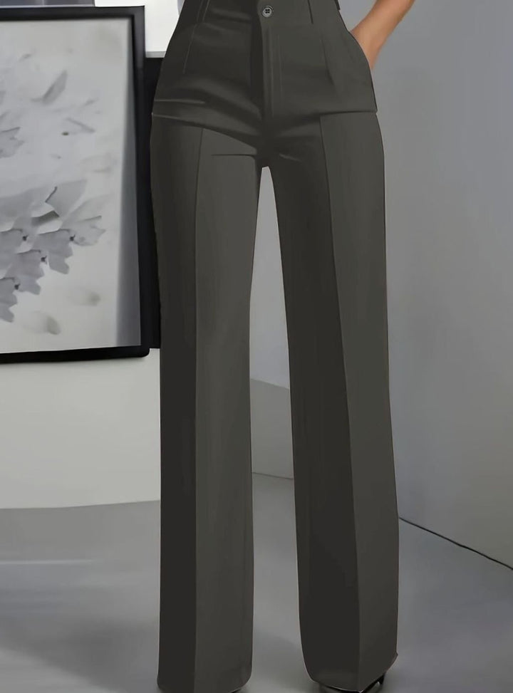 Women's High-Waist Wide-Leg Straight Dress Pants - Dark Gray