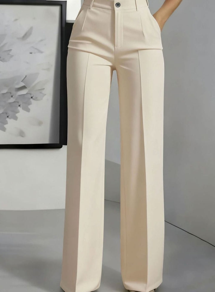 Women's High-Waist Wide-Leg Straight Dress Pants - Cream